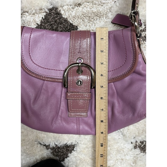 Y2K VTG Rare Coach Flap Soho Big Buckle Shoulder Bag Pink Purple Purse F15204 - Picture 16 of 16